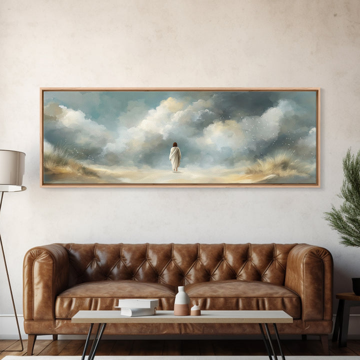 Cloudborne Light – Framed Canvas Print – Panoramic Print – Christian Art Canvas – Jesus Painting – Christian Wall Art – Modern Christian Ar