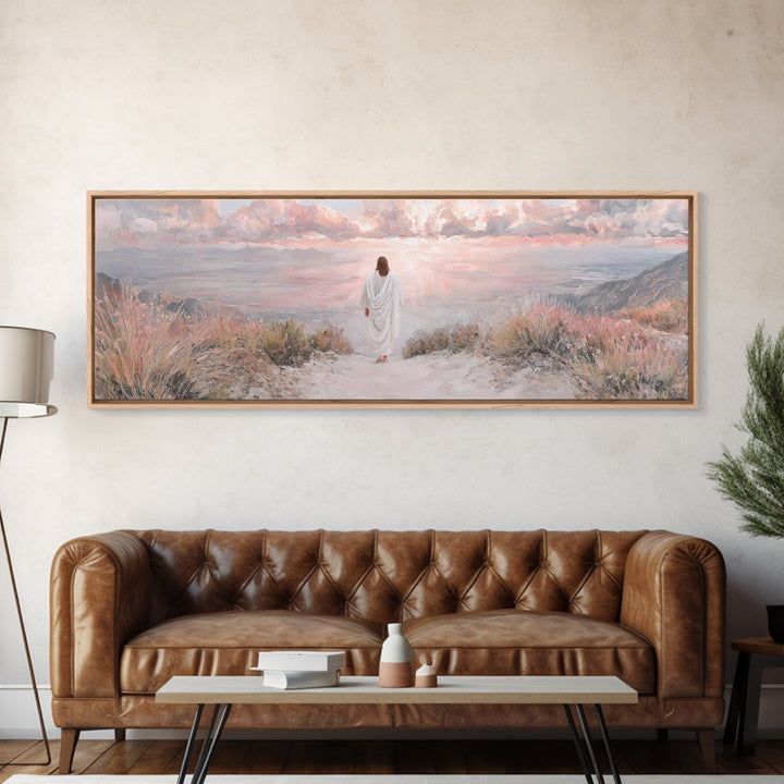 Radiant Ascend, Framed Canvas Print, Extra Wide Art, Christian Wall Art, Christian Art Canvas, Jesus Painting, Modern Christian Painting, C