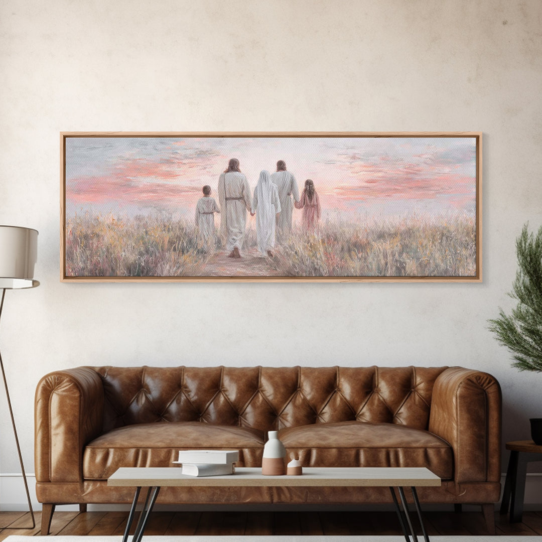 Evening Path Grace, Framed Canvas Print, Panoramic Print, Christian Wall Art, Christian Art Canvas, Jesus Painting, Christian Gift Ideas, S