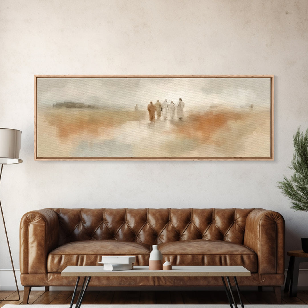 Gathered In Faith – Framed Canvas Print – Panoramic Art – Christian Art Canvas – Christian Wall Art – Jesus Painting – Modern Christian Art