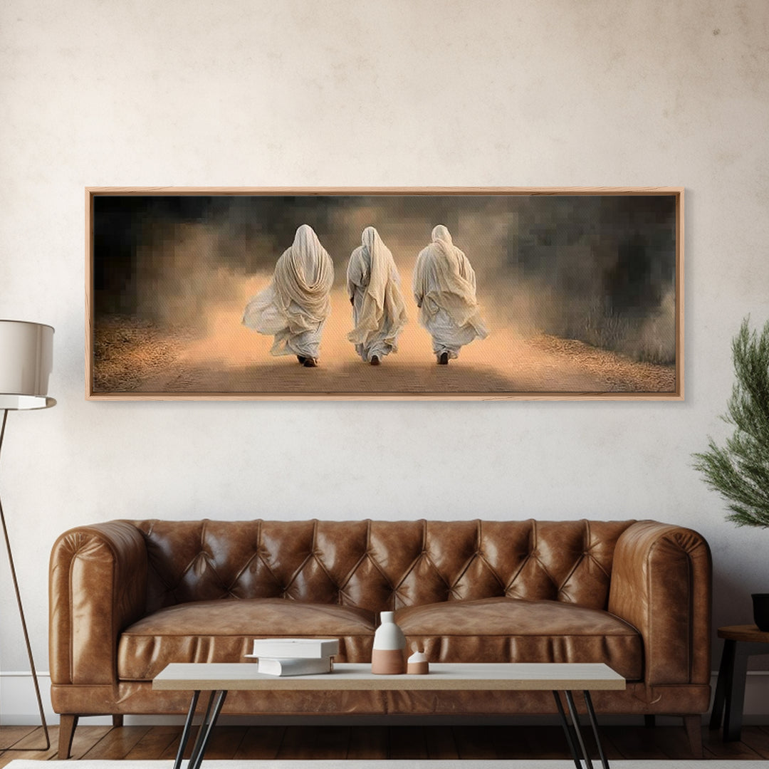 Dusty Road Journey, Framed Canvas Print, Panoramic Print, Christian Art, Jesus Painting, Christian Wall Art, Christian Decor, Christian Art