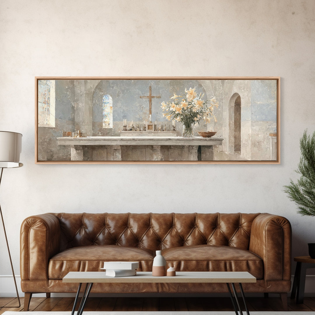 Sacred Stillness | Framed Canvas Print | Panoramic Wall Art | Christian Art Canvas | Christmas Art | Christian Art | Moody Christian Art