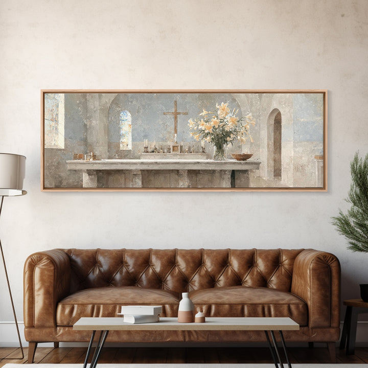 Sacred Stillness | Framed Canvas Print | Panoramic Wall Art | Christian Art Canvas | Christmas Art | Christian Art | Moody Christian Art