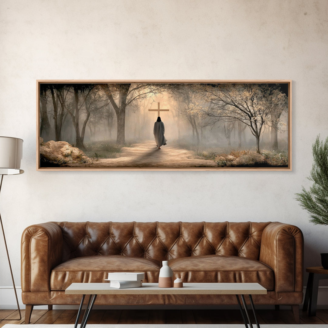 Path Of Mercy – Framed Canvas Print – Christian Wall Art – Jesus Painting – Panoramic Art – Christian Art Canvas – Christian Christmas Art