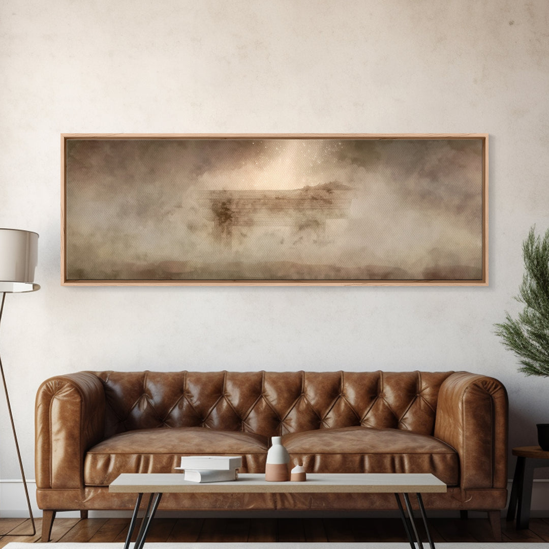 Holy Cradle Glow, Framed Canvas Print, Panoramic Wall Art, Christian Art Canvas, Christian Christmas Art, Christmas Wall Art, Christian Dec