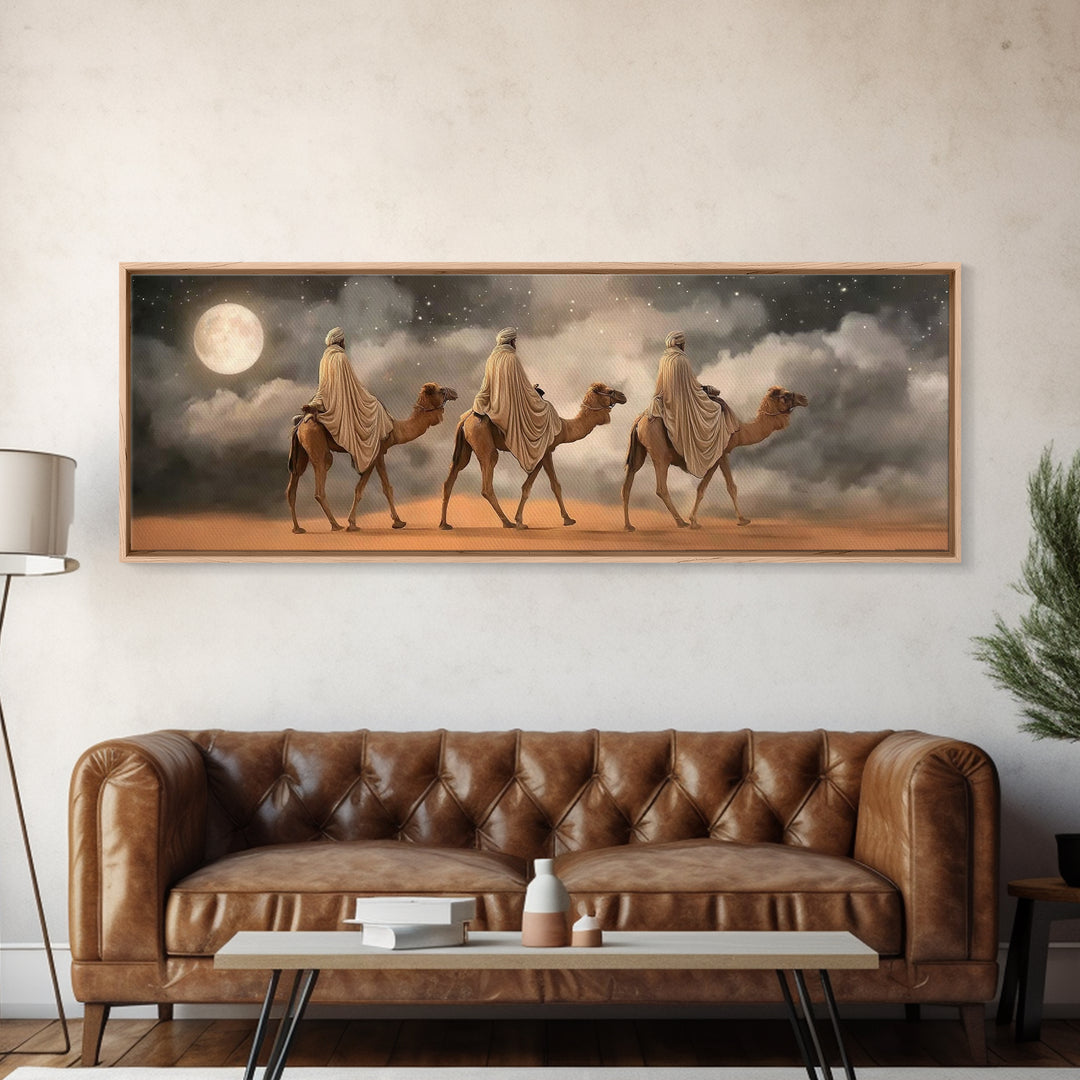 Night Of Promise – Framed Canvas Print – Panoramic Print – Christian Wall Art – Christmas Art – Christian Art Canvas – Christian Christmas