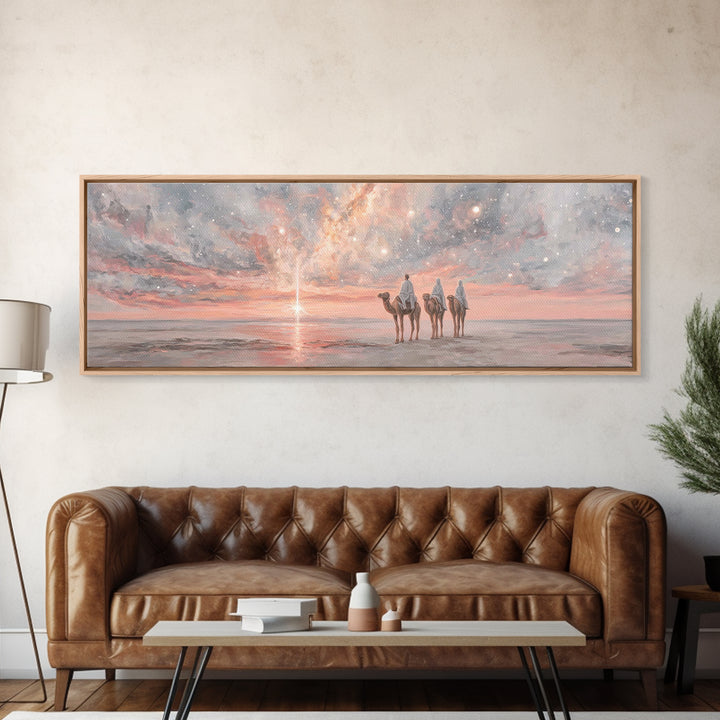 Dawn Star Journey, Framed Canvas Print, Panoramic Art, Christian Wall Art, Christian Art Canvas, Christmas Art Prints, Christian Gift Ideas