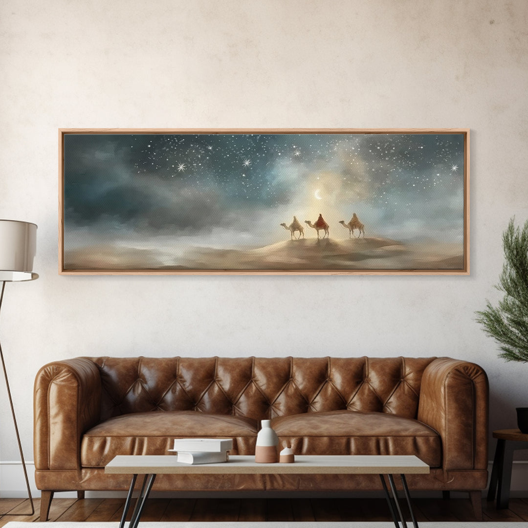 Guided By Heaven | Framed Canvas Print | Panoramic Wall Art | Christian Art Canvas | Christmas Wall Art | Christian Christmas Art | Christi