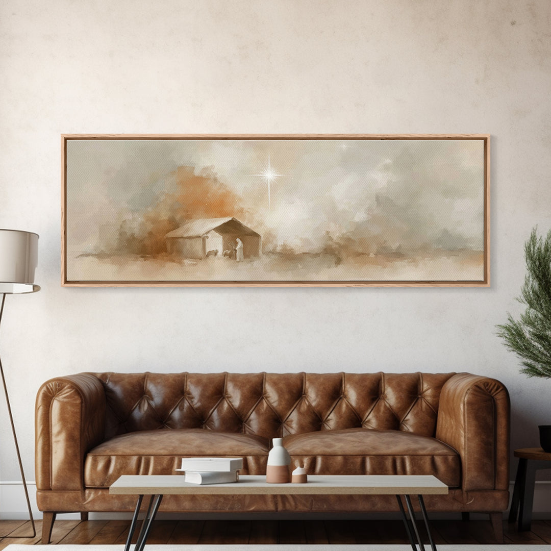 Bethlehem Dawn | Framed Canvas Print | Panoramic Painting | Christian Art | Christmas Wall Art | Christian Art Print | Christian Christmas