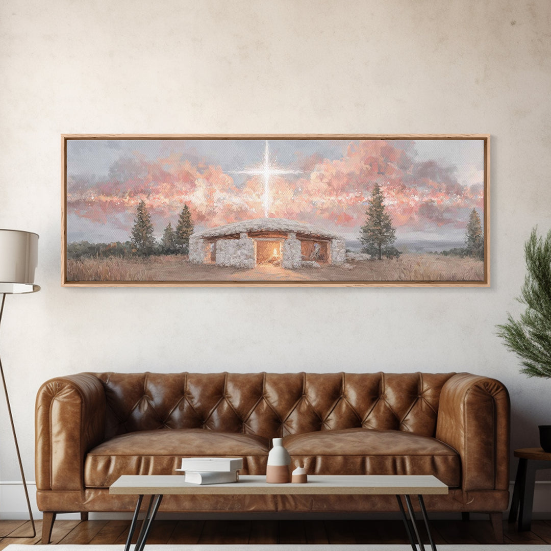 Radiant Promise – Framed Canvas Print – Panoramic Painting – Christian Art – Modern Christian Art – Christmas Art Framed – Jesus Painting