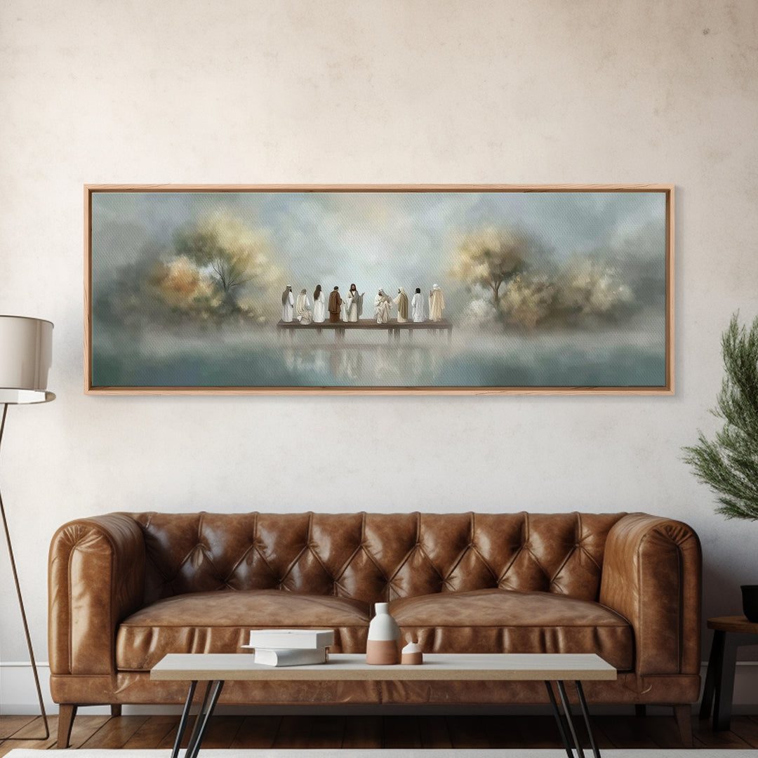 Dawn Of Promise, Framed Canvas Print, Christian Art Canvas, Jesus Painting, Christian Wall Art, Panoramic Wall Art, Modern Christian Art