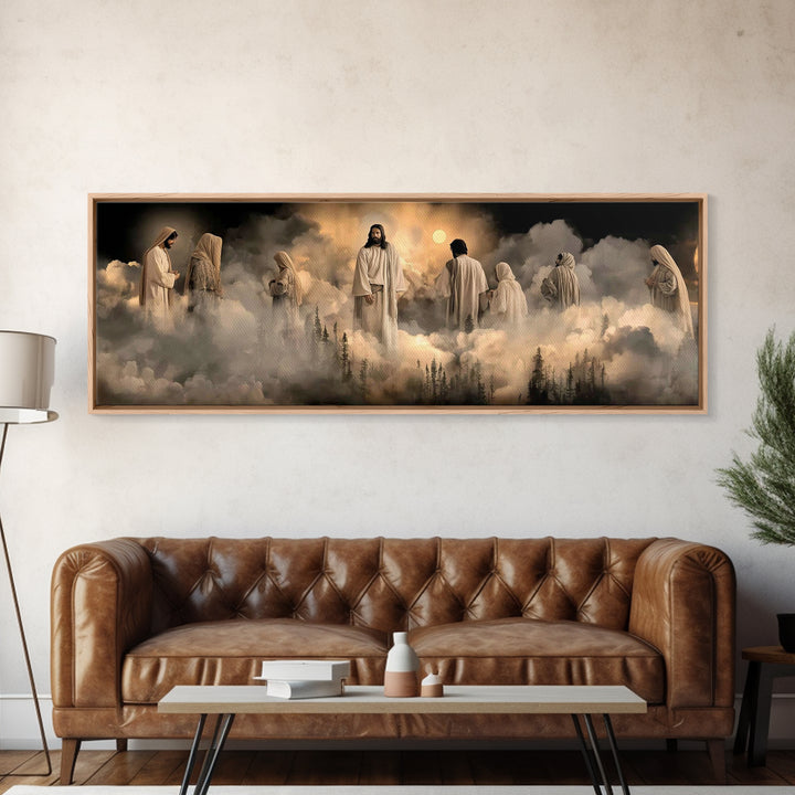 Heavenly Gathering – Framed Canvas Print – Christian Wall Art – Christian Art Canvas – Jesus Painting – Panoramic Painting – Christian Deco