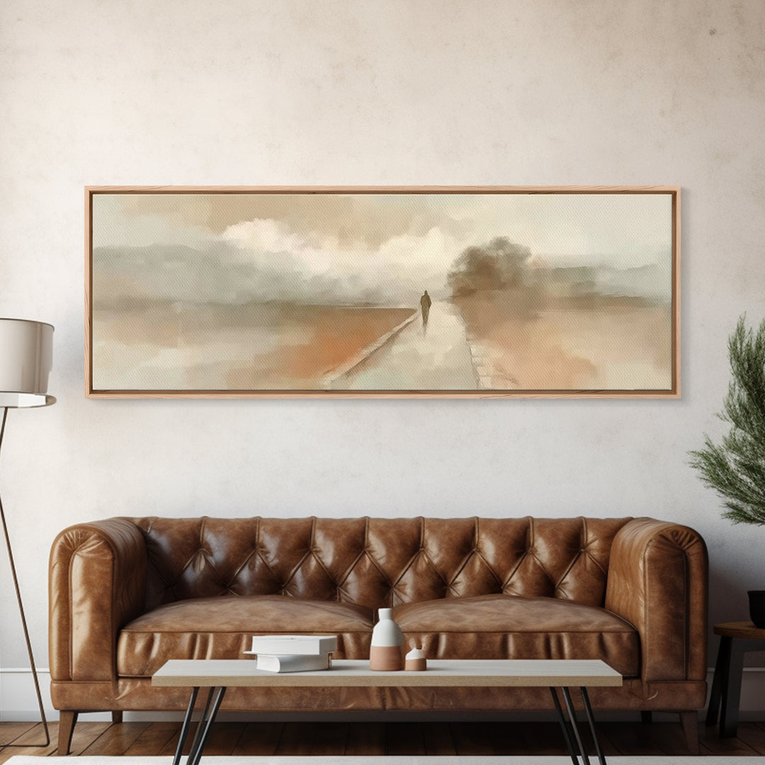 Silent Winter Path – Framed Canvas Print – Christian Wall Art – Christian Art Canvas – Jesus Painting – Panoramic Art – Christmas Art
