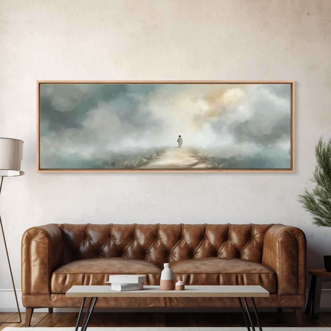 Pastoral Shepherd Calm | Framed Canvas Print | Christian Wall Art | Christian Art Canvas | Panoramic Art | Vintage Christian Art | Christma
