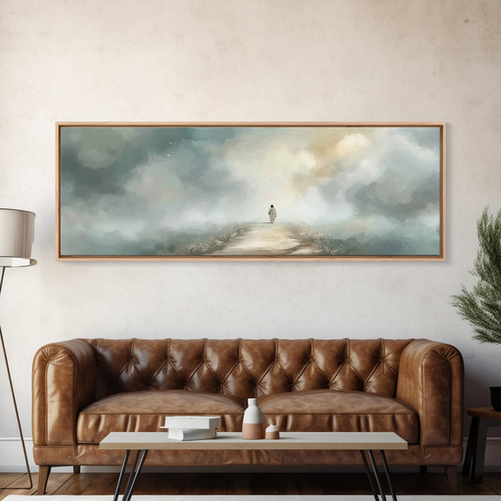 Pastoral Shepherd Calm | Framed Canvas Print | Christian Wall Art | Christian Art Canvas | Panoramic Art | Vintage Christian Art | Christma