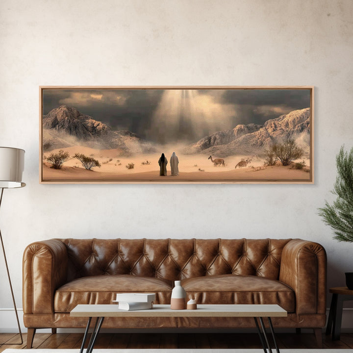 Journey Through Light – Framed Canvas Print – Panoramic Art – Christian Wall Art – Jesus Painting – Christian Art Canvas – Christian Art