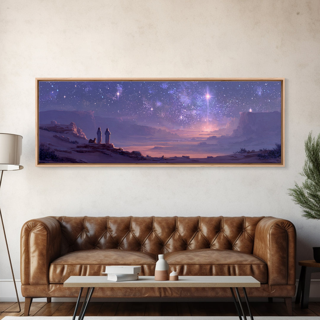 Sacred Cloud Path – Framed Canvas Print – Christian Wall Art – Christian Art Canvas – Panoramic Painting – Christian Christmas Art – Jesus