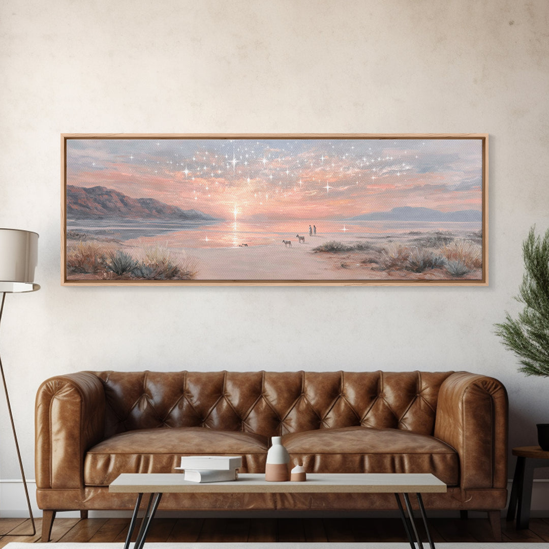 Starry Dawn Promise – Framed Canvas Print – Christian Wall Art – Panoramic Painting – Christian Art Canvas – Christmas Art – Jesus Painting