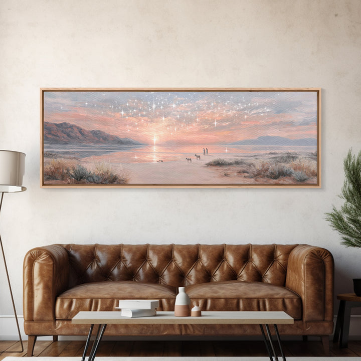 Starry Dawn Promise – Framed Canvas Print – Christian Wall Art – Panoramic Painting – Christian Art Canvas – Christmas Art – Jesus Painting