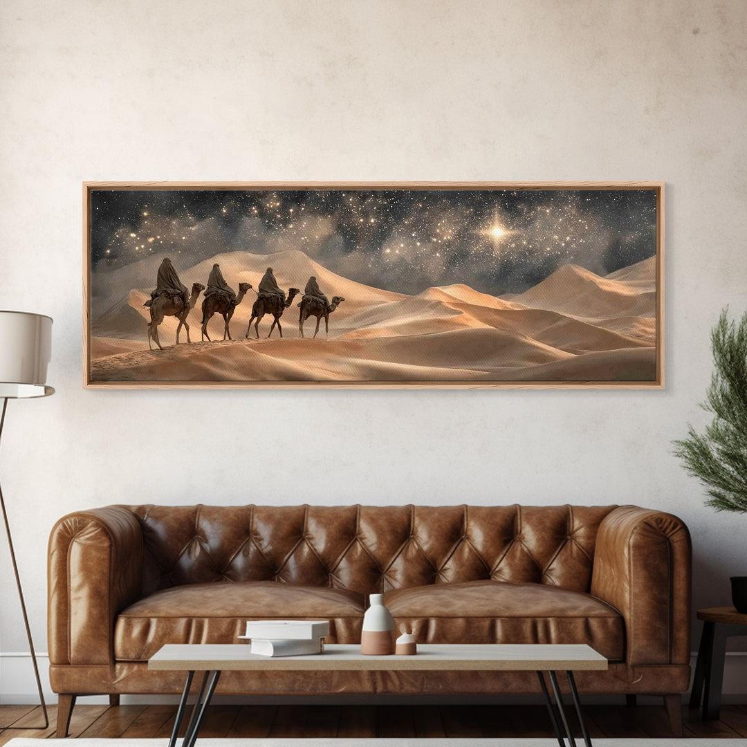 Silent Bethlehem Plains – Framed Canvas Print – Christian Wall Art – Panoramic Frame – Christian Art Canvas – Vintage Christian Art – Chris