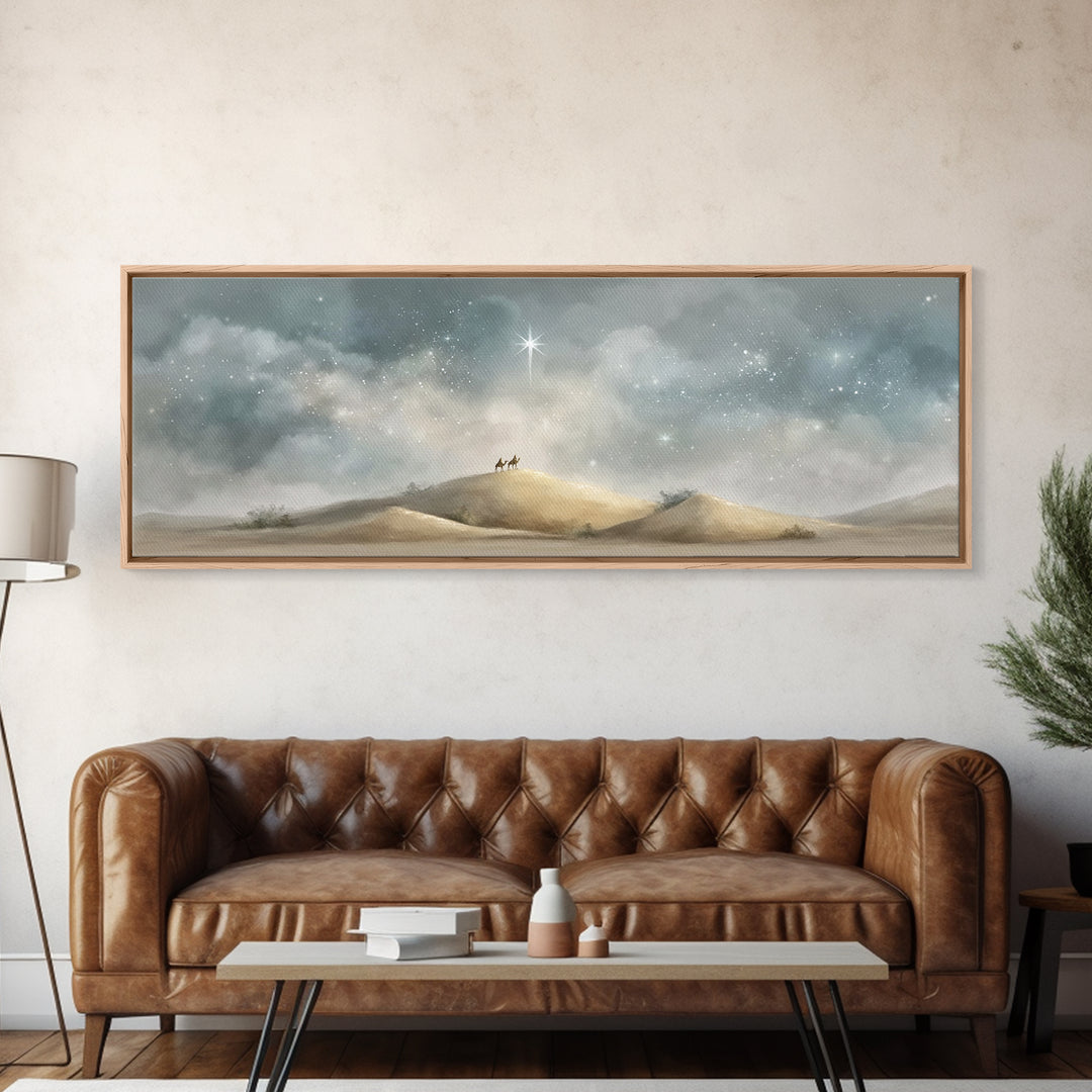 Wandering Star Path | Framed Canvas Print | Christian Wall Art | Panoramic Art | Christian Christmas Art | Christian Art Canvas | Jesus Pai