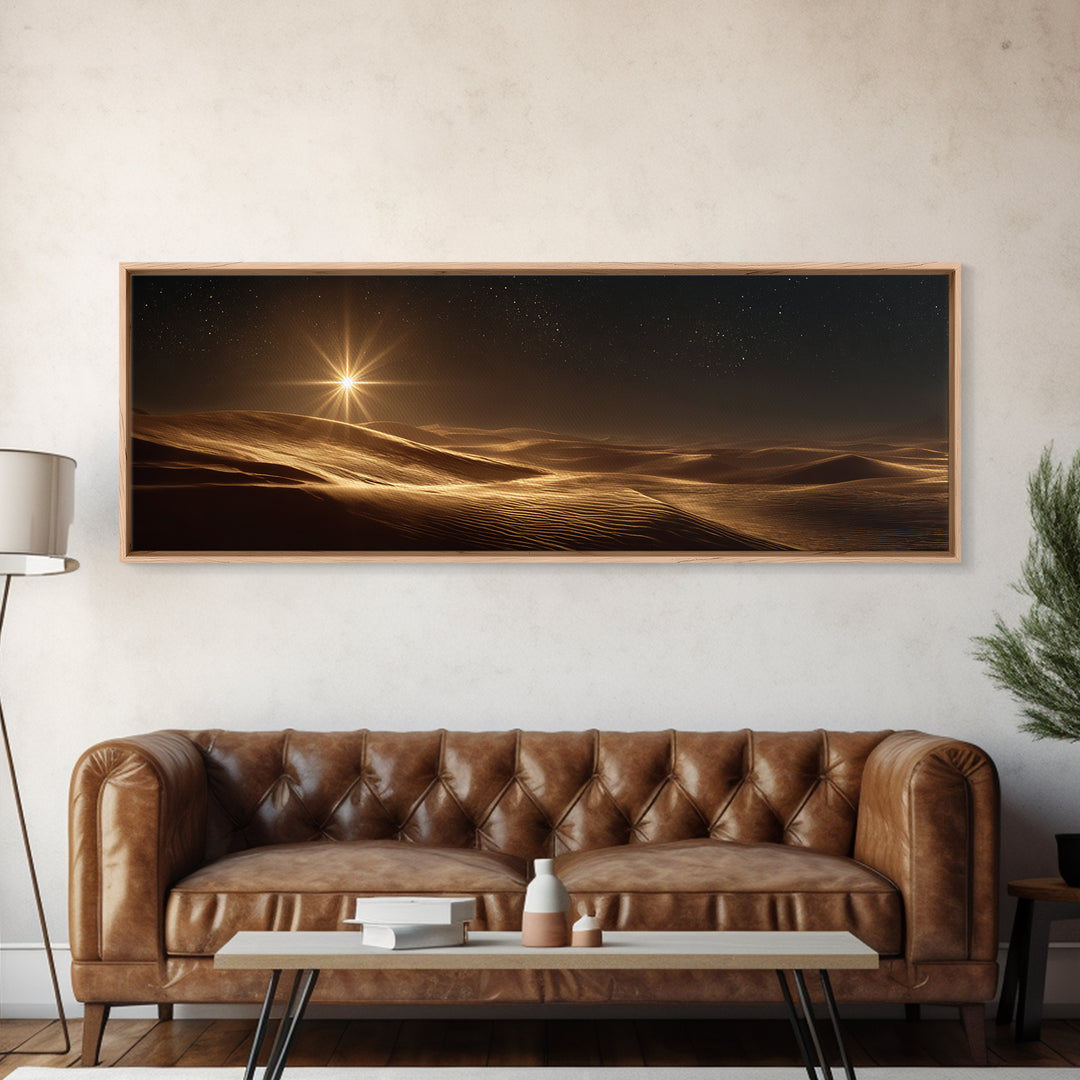 Desert Star Glory, Framed Canvas Print, Panoramic Art, Christian Wall Art, Jesus Painting, Christian Christmas Art, Christian Art Canvas
