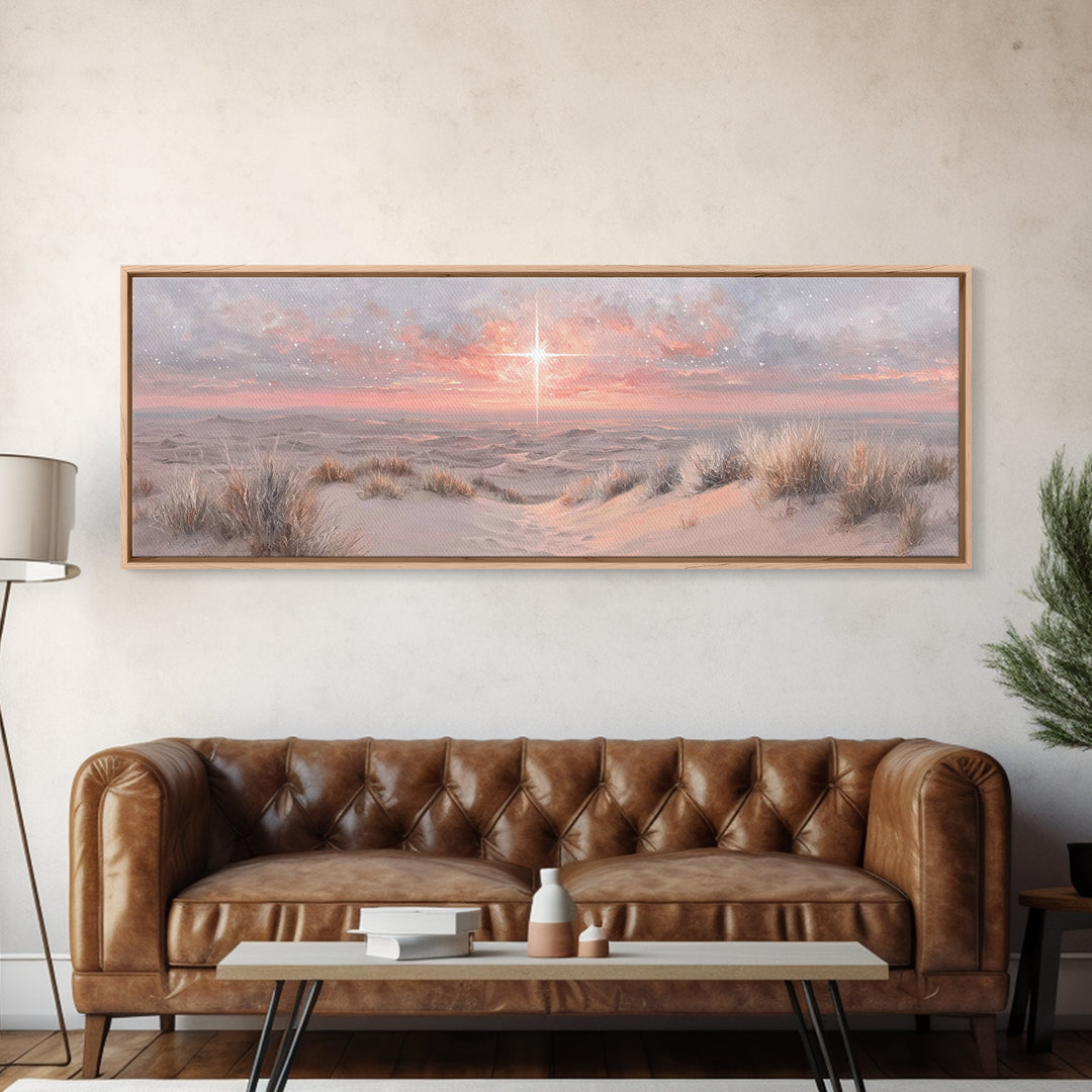 Dawn of Promise – Framed Canvas Print – Panoramic Painting – Christian Art – Christmas Wall Art – Jesus Canvas Art – Christian Gift Ideas