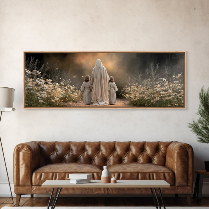 Garden of Peace | Framed Canvas Print | Panoramic Wall Art | Christian Art Canvas | Jesus Painting | Christian Decor | Christmas Art