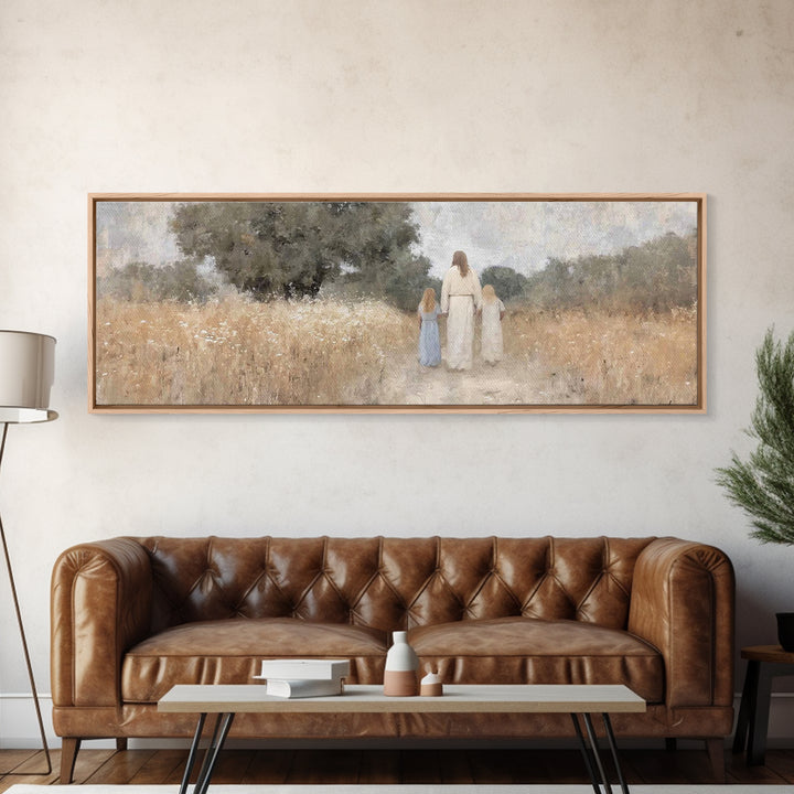 Silent Faith Journey | Framed Canvas Print | Panoramic Painting | Christian Art | Jesus Painting | Christian Christmas Art | Christian Wall