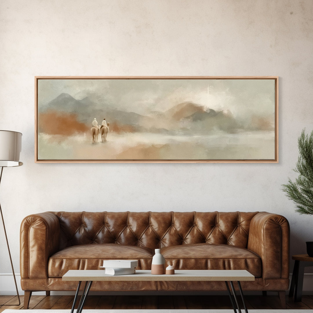Desert Wayfarers | Framed Canvas Print | Panoramic Painting | Christian Art Canvas | Christian Art | Christian Wall Art | Large Christian P