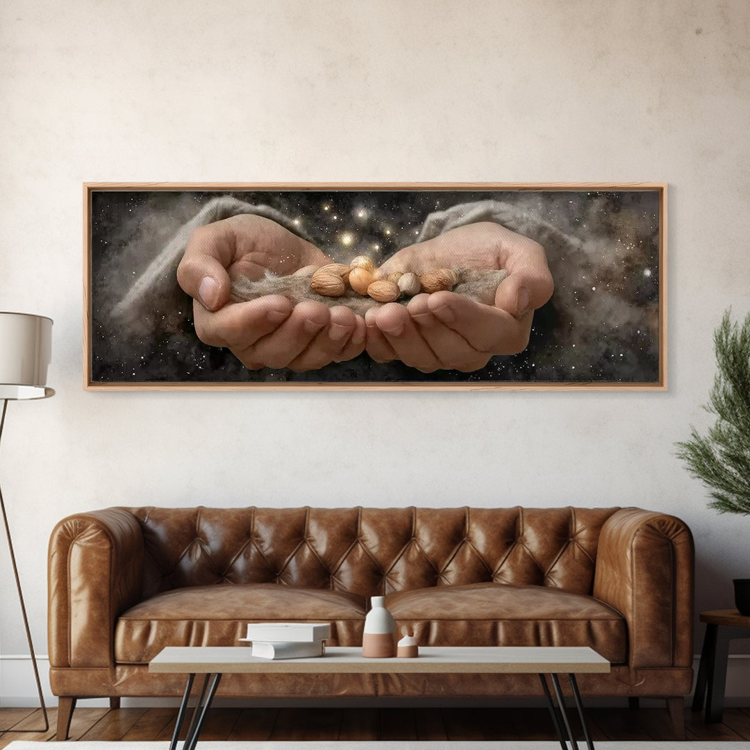 Celestial Offering – Framed Canvas Print – Panoramic Painting – Christian Wall Art – Jesus Art Print – Christian Art Canvas – Christmas Art