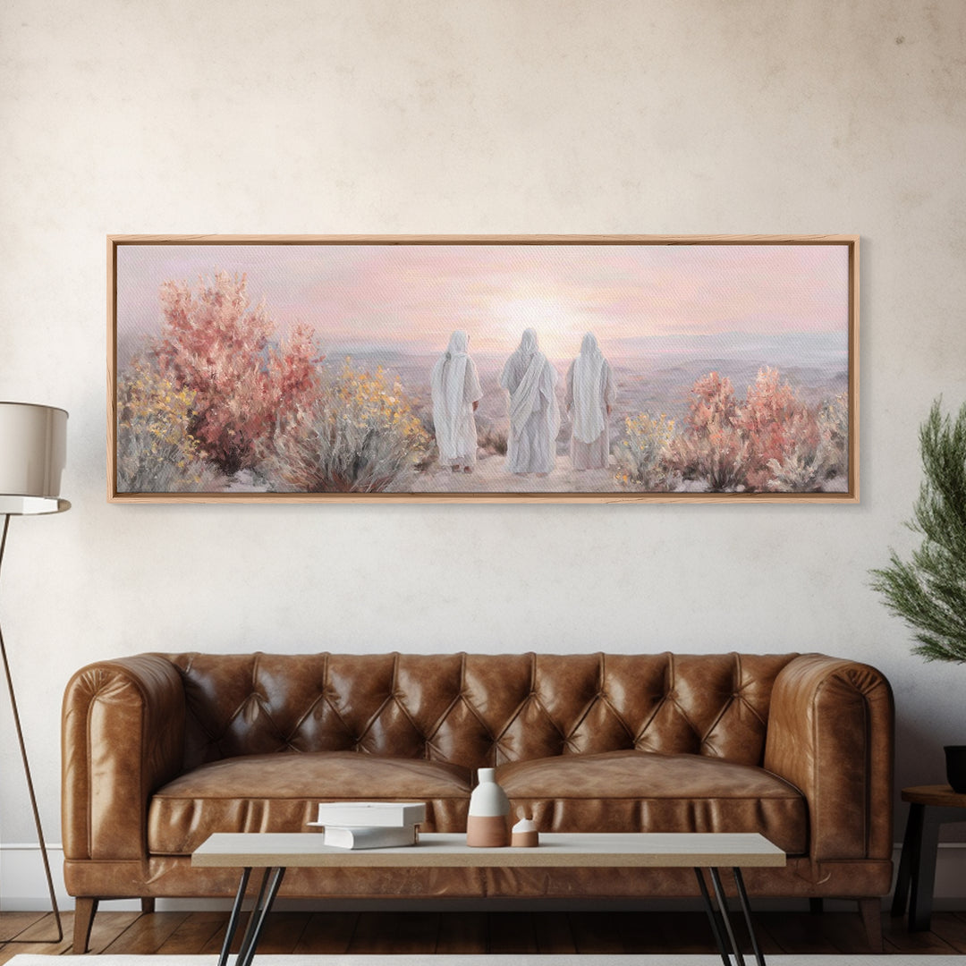 Three At Dawn – Framed Canvas Print – Panoramic Frame – Christian Art Canvas – Christian Art – Christian Wall Art – Modern Christian Painti