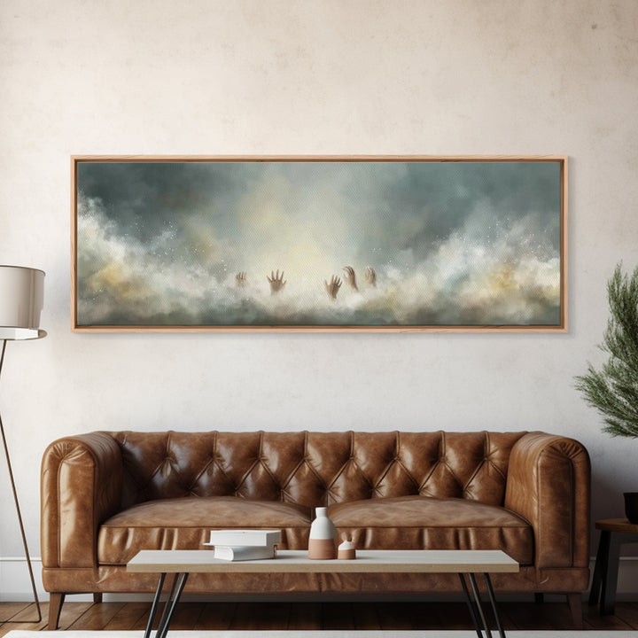 Heavenward Hands – Framed Canvas Print – Panoramic Frame – Christian Art – Christian Art Canvas – Christian Painting – Christian Christmas