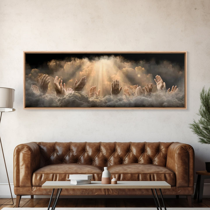 Heavenward Praise – Framed Canvas Print – Christian Wall Art – Panoramic Art – Christian Art Canvas – Jesus Painting – Christian Decor