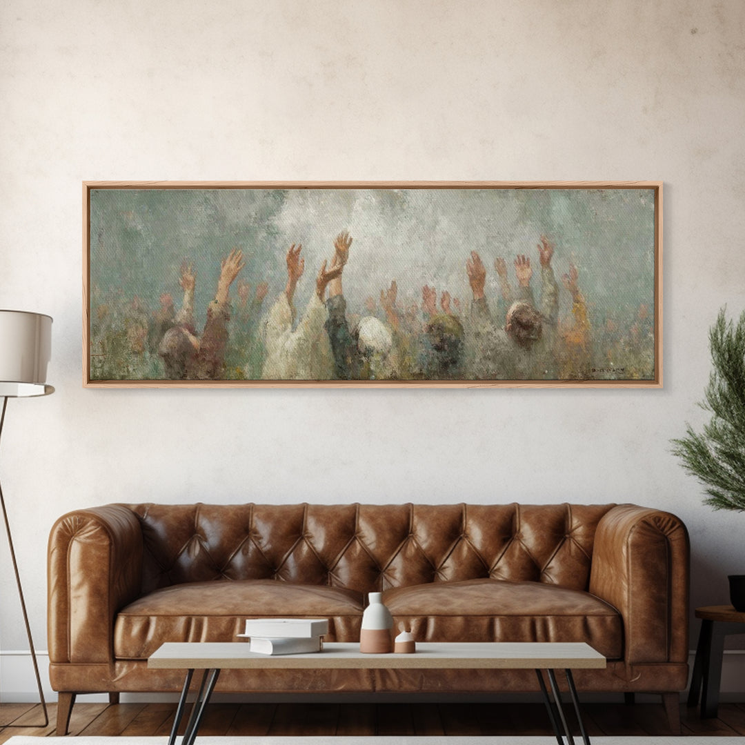 Cloudborne Worship - Framed Canvas Print - Christian Art Canvas - Panoramic Frame - Christian Painting - Christian Wall Art - Christian Gif