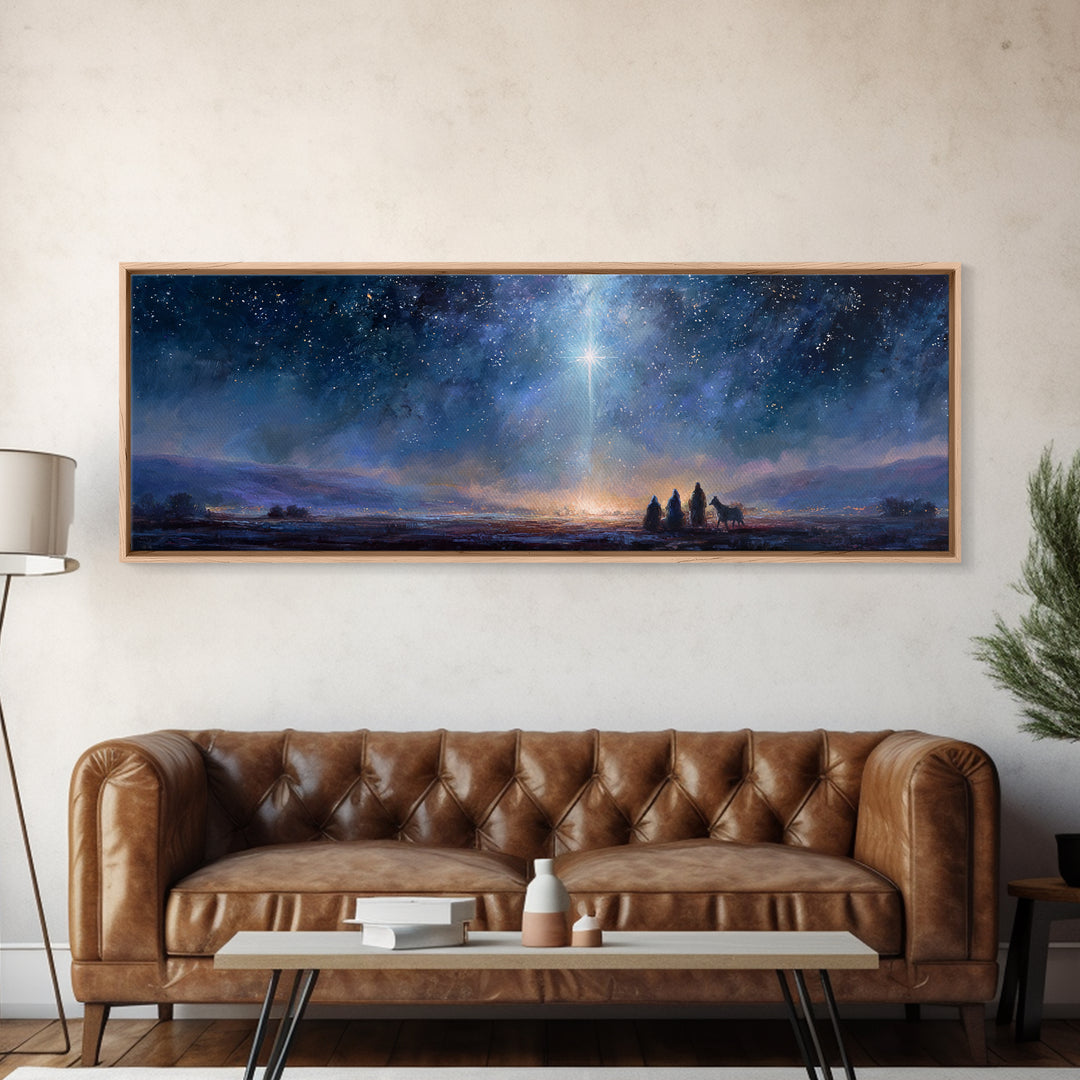 Star Of Messiah | Framed Canvas Print | Panoramic Wall Art | Christian Art Canvas | Christmas Art Prints | Christian Painting | Christian D