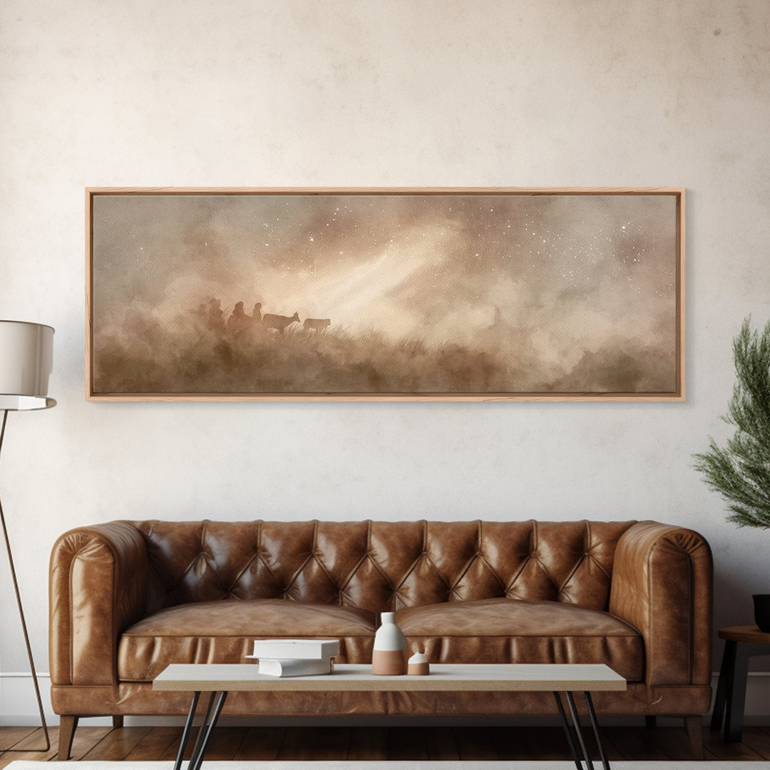 Guiding Light Path | Framed Canvas Print | Panoramic Art | Christian Art Canvas | Christmas Art | Christian Wall Art | Christian Christmas
