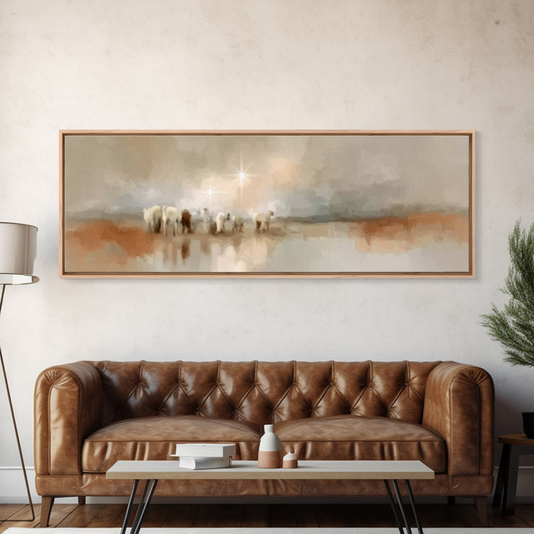 Journey Of Faith – Framed Canvas Print – Panoramic Painting – Christian Art Canvas – Christmas Wall Art – Christian Decor – Christian Gift