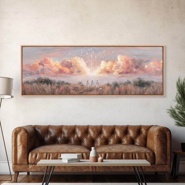Radiant Sky Blessing | Framed Canvas Print | Christian Art Canvas | Panoramic Art | Christmas Art Prints | Christian Wall Art | Modern Chri