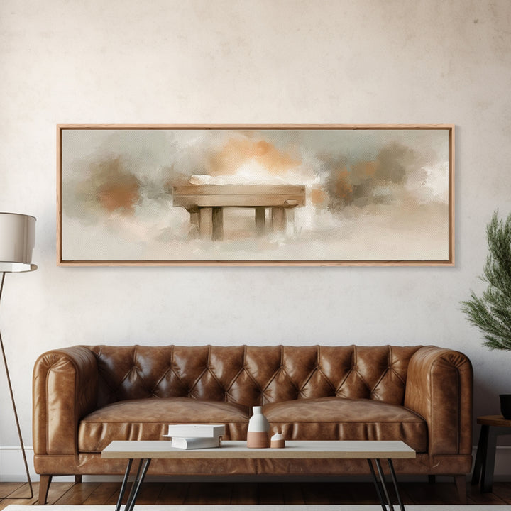 Humble Birth Glow - Framed Canvas Print - Christian Wall Art - Panoramic Painting - Christian Gift - Jesus Painting