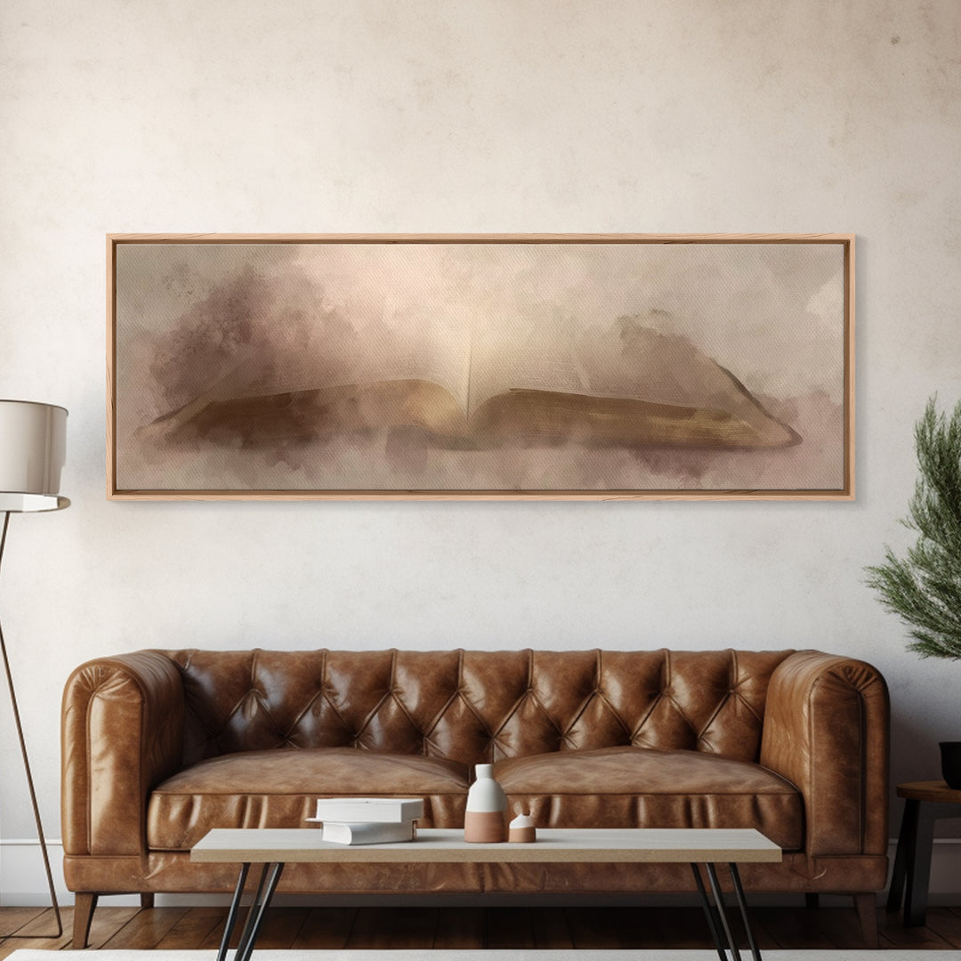 Living Word Glory, Framed Canvas Print, Panoramic Painting, Christian Art, Christian Art Canvas, Christian Wall Art, Christian Art Print