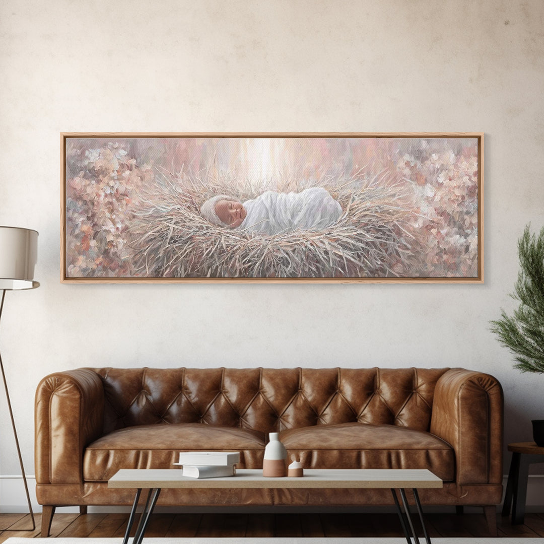 Heavenly Dawn Light – Framed Canvas Print – Christian Wall Art – Christian Art Canvas – Jesus Christmas Art – Panoramic Art – Christian Dec
