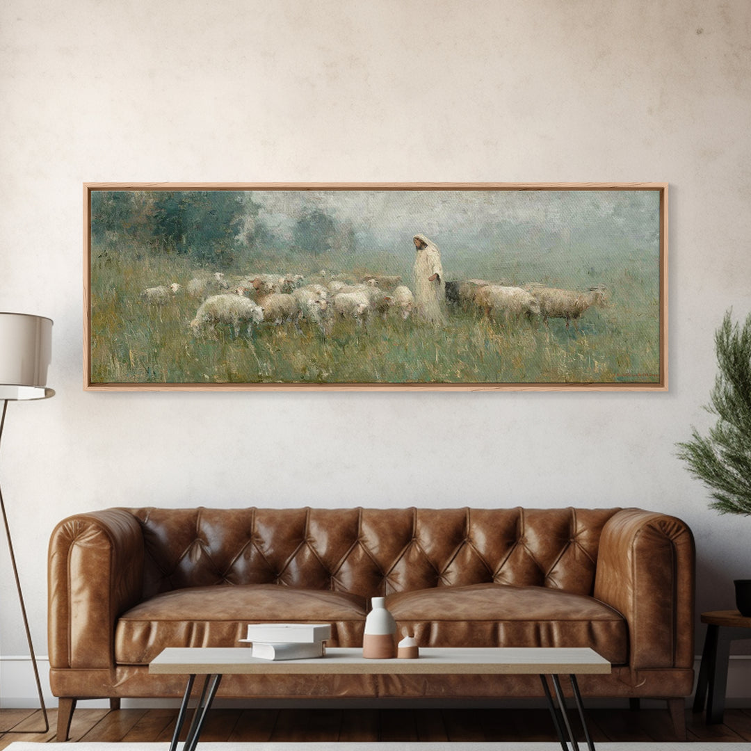 Glory In The Meadow | Framed Canvas Print | Christian Wall Art | Christian Painting | Christian Art Canvas | Panoramic Art | Christian Home
