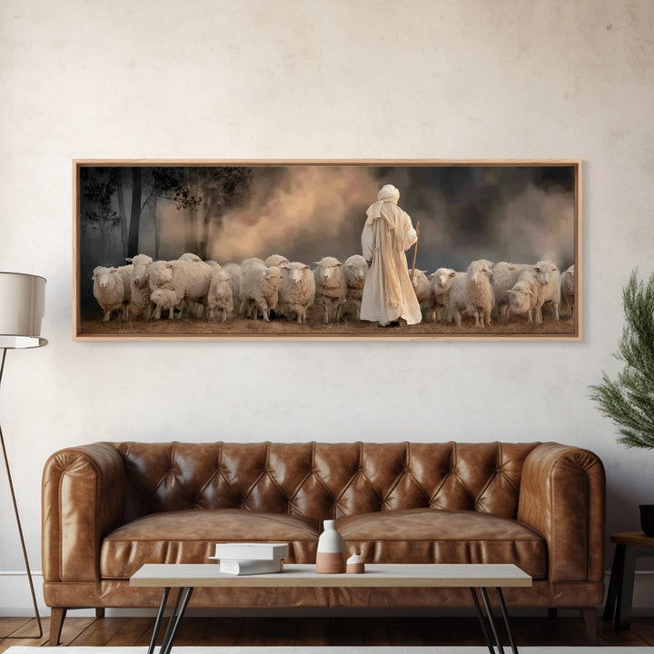 Among The Faithful | Framed Canvas Print | Christian Art Canvas | Christian Wall Art | Jesus Painting | Panoramic Frame | Christian Decorat