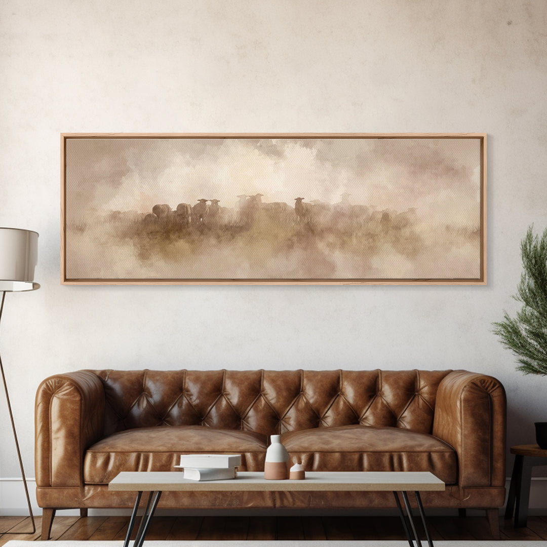 Shepherd’s Quiet Watch, Framed Canvas Print, Christian Wall Art, Christian Art Canvas, Jesus Painting, Panoramic Painting, Christian Christ