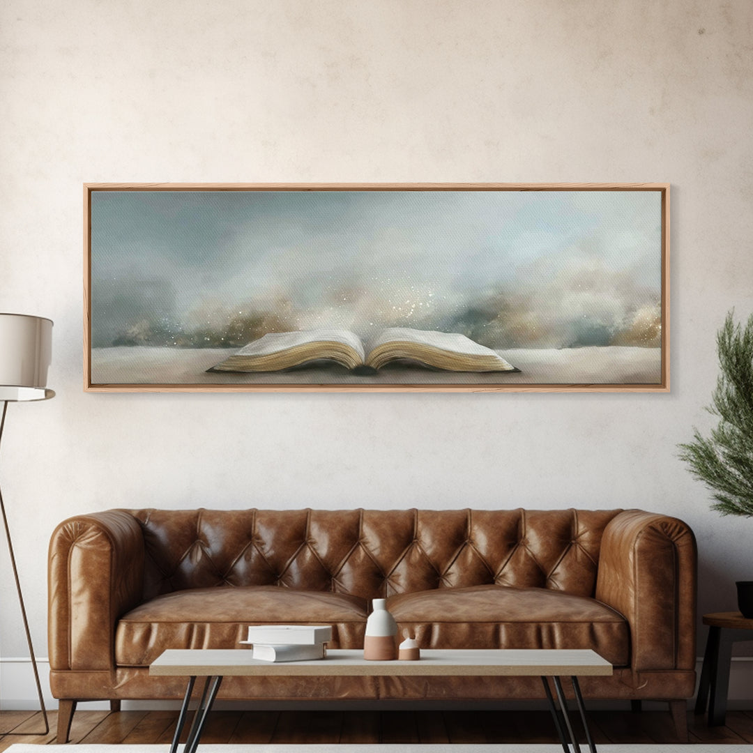 Bible Illumined – Framed Canvas Print – Panoramic Art – Christian Art Canvas – Christian Art – Christian Wall Art – Subtle Christian Art
