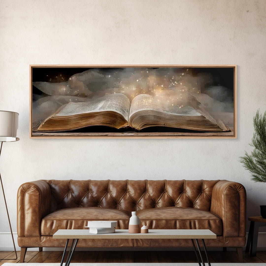 Light Of Wisdom, Framed Canvas Print, Christian Wall Art, Christian Art Canvas, Panoramic Art, Christian Painting, Christmas Art