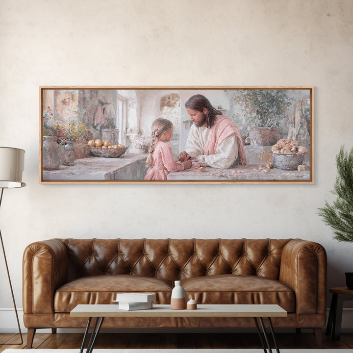 Bread Of Hope | Framed Canvas Print | Christian Art Canvas | Panoramic Wall Art | Christian Wall Art | Jesus Painting | Christian Decor | C