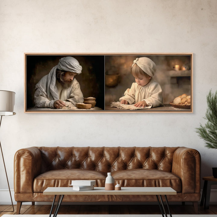 The Shining Gift, Framed Canvas Print, Panoramic Art, Christian Art Canvas, Christian Wall Art, Christian Decor, Jesus Painting, Christmas