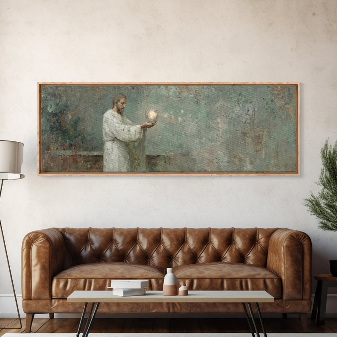 Lantern Of Grace | Framed Canvas Print | Christian Wall Art | Panoramic Frame | Christian Art Canvas | Christian Decor | Jesus Painting | C